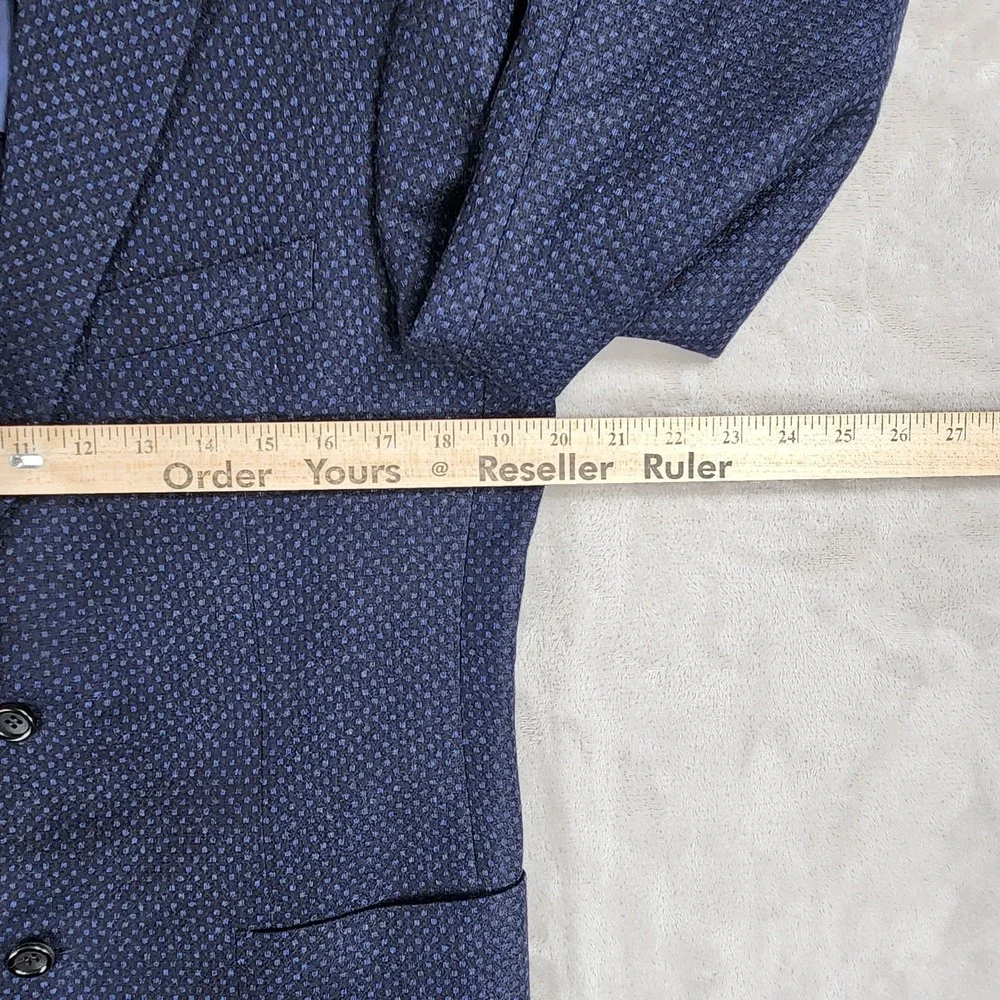 Canali Kei Blazer Mens 50 Blue Geometric Wool Cashmere Made In Italy Sport Coat